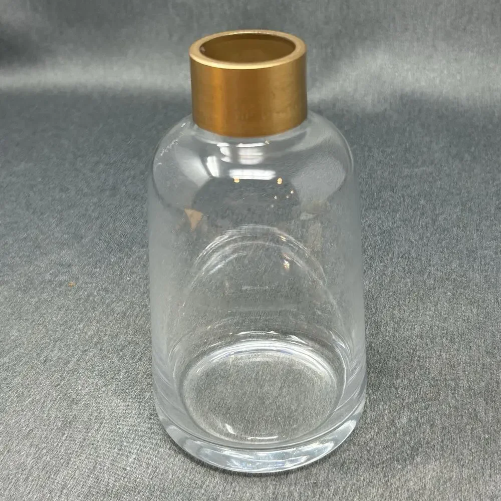 Clear Glass Bud Vase Gold Ribbon Top Small 6